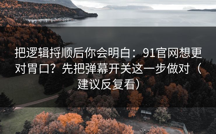 把逻辑捋顺后你会明白：91官网想更对胃口？先把弹幕开关这一步做对（建议反复看）
