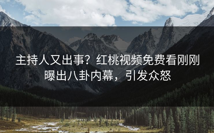主持人又出事?红桃视频免费看刚刚曝出八卦内幕,引发众怒 主持人又出事?红桃视频免费看刚刚曝出八卦内幕,引发众怒