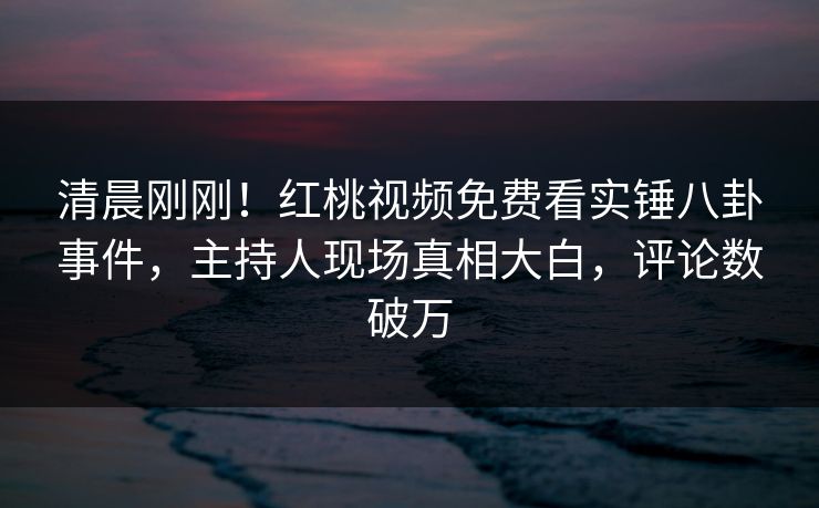 清晨刚刚！红桃视频免费看实锤八卦事件，主持人现场真相大白，评论数破万